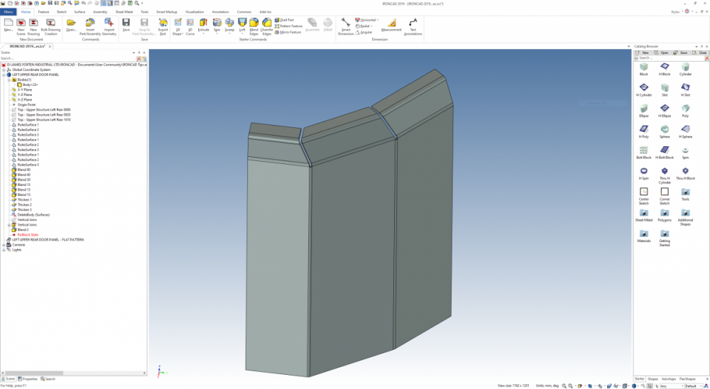 IRONCAD 2019 PU1.1 - Sheet Metal Part from Thickened Surfaces.PNG