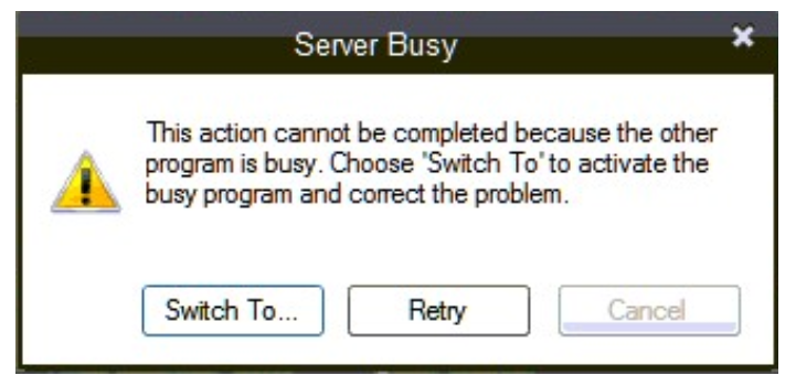 Server is busy. Cannot. This account is busy. The message this Action cannot be at Receiver.