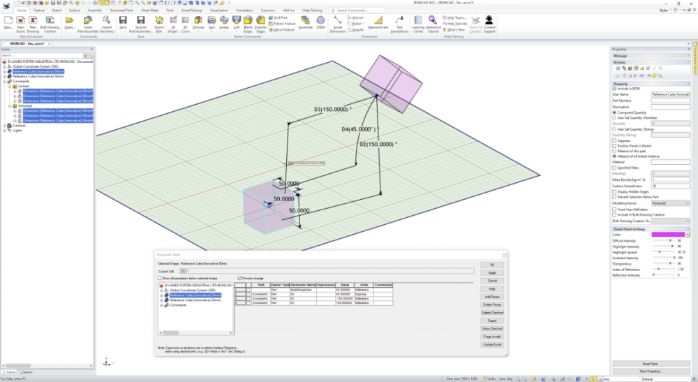 IRONCAD - Smart Dimensions (Locked) - Added to Parameter Table.PNG