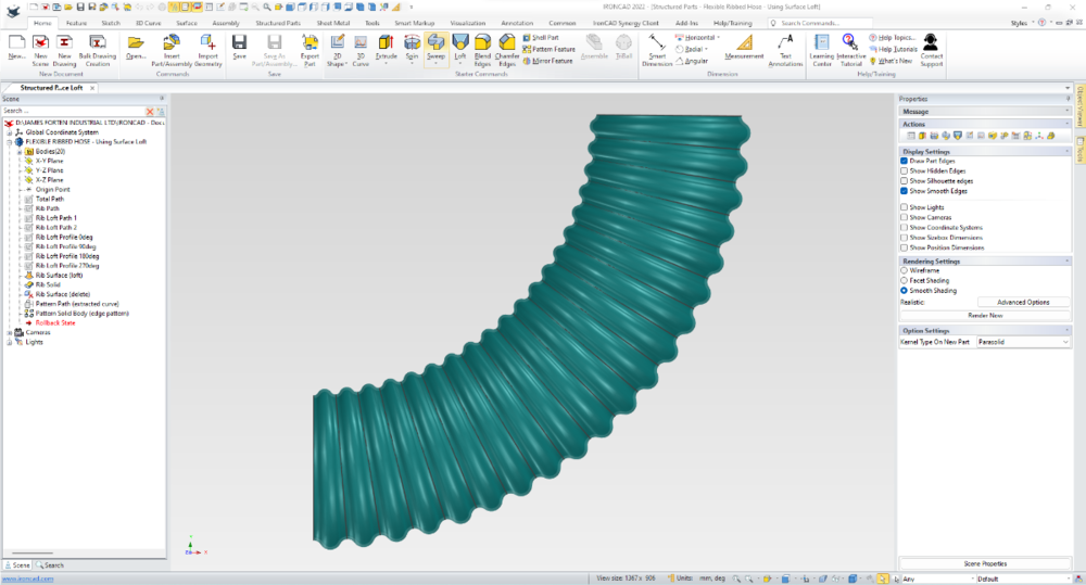 Structured Parts - Flexible Ribbed Hose - Using Surface Loft.png