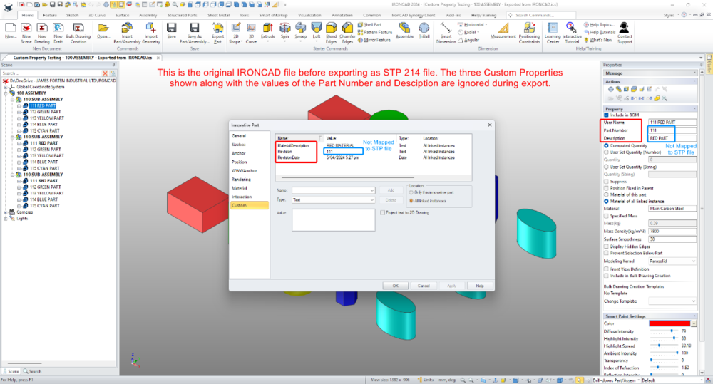 STP Custom Properties - Original IRONCAD File Exported as STP 214.png